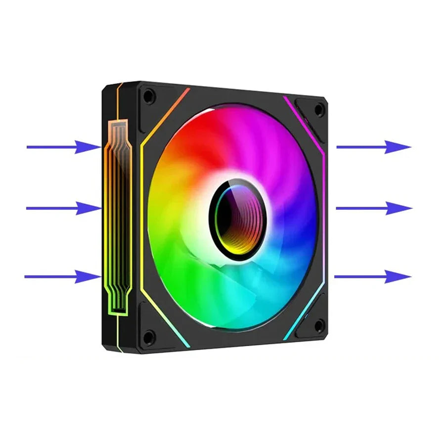 ARGB 120mm (4.72in) PWM Silent Case Fan – Infinite Mirror LED, 4-pin PWM + 5V 3-pin ARGB, Ceramic Bearing