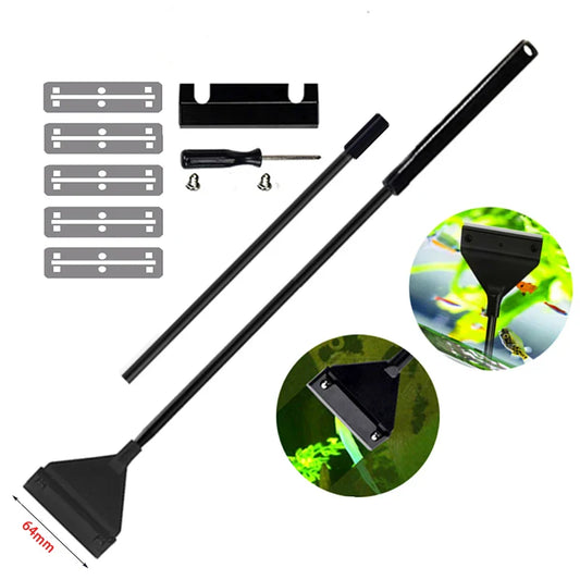 Aquarium Algae Scraper – Dual-Use Fish Tank Glass & Sand Cleaner, Available in 13.8 in (35 cm) & 21.7 in (55 cm)