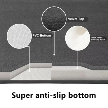 Ultra Absorbent Coral Velvet Bath Mat - Non-Slip Bathroom Floor & Door Mat