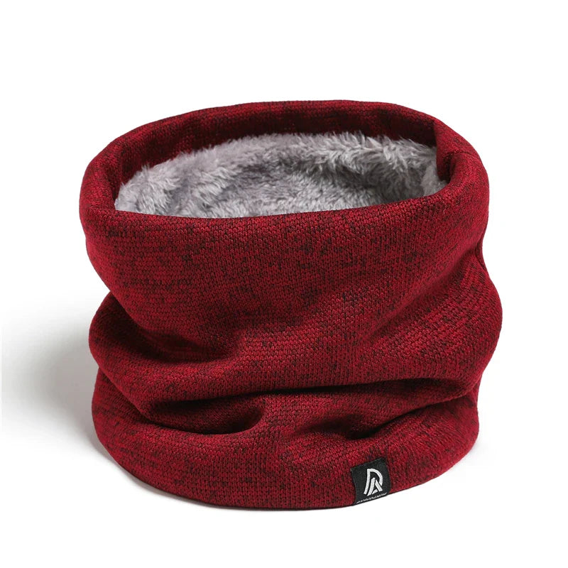 Unisex Cashmere-Like Plush Ring Scarf Knitted Snood Neck Warmer with Face Mask