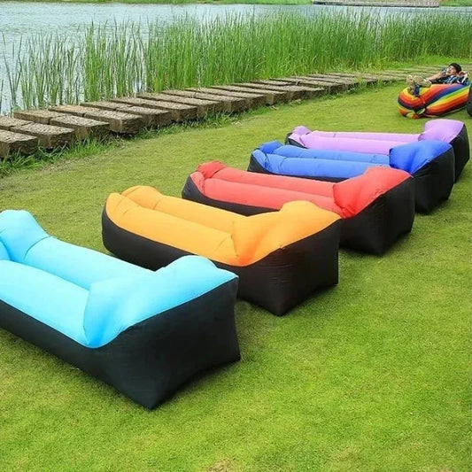 Portable Inflatable Lounger Air Sofa, Quick-Inflate Beach & Camping Couch, Foldable Outdoor Lounger