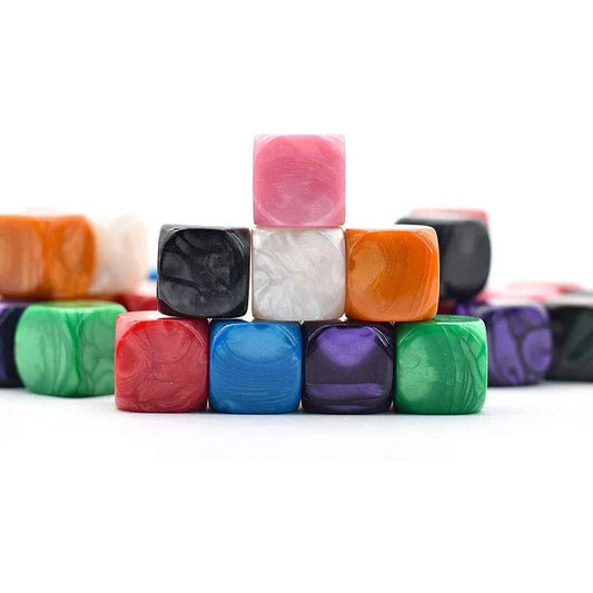 10pcs/set Rounded Corner Dice Pearl Pattern Blank Glossy Dice DIY Game Accessories 16mm