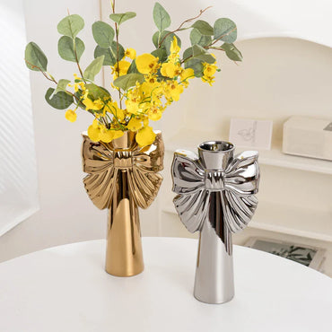 28cm Modern-Minimalist Bow Ceramic Vase, Perfect Office Living room decoration, Ideal Hydroponic Plants & Home Decor