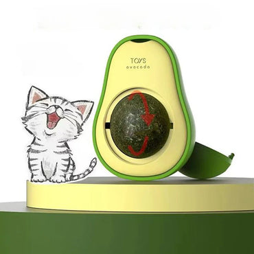 Avocado Catnip Ball Rotating Wall-Mounted Toy for Kittens – Mint Chew Ball for Cat Teeth Cleaning