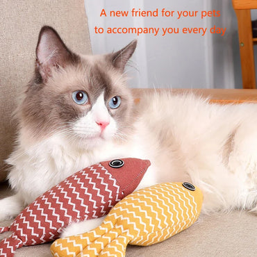 Burlap Fish Cat Toy — Interactive Chew-Resistant Teeth-Cleaning Fish Toy for Cats