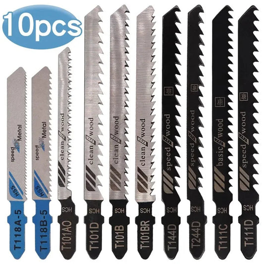 10-Pack Jigsaw Blades for Wood, Metal & Plastic – Fine and Coarse Teeth, Anti-Chip