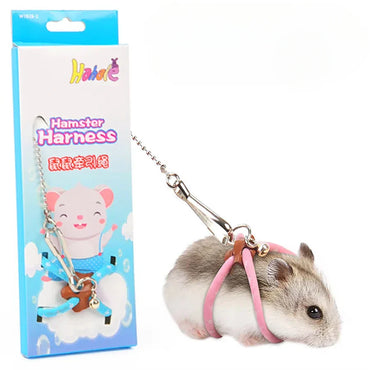 Adjustable Small Pet Harness & Leash with Bell – Hamster, Rat, Mouse, Guinea Pig, Ferret