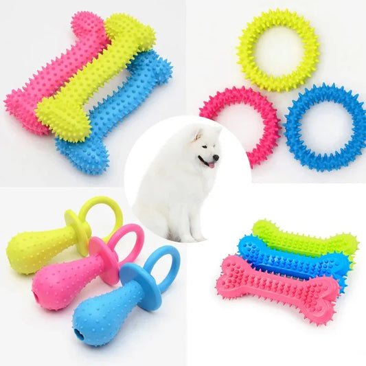 Bite-Resistant Rubber Spiked Dog Chew Toy for Small Dogs — Teeth Cleaning Squeaky Training Toy (1-Pack)