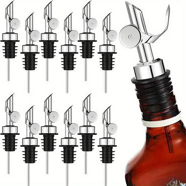 304 Stainless Steel Oil & Vinegar Pourer Spout — Auto-Open Bottle Stopper for Olive Oil, Wine & Liquor