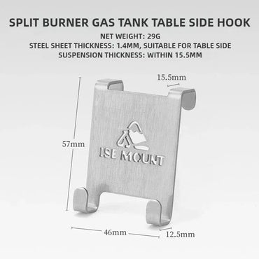 Camping Gas Canister Hanging Hook Stainless Steel Table Mount 57 x 46 mm (2.24 x 1.81 in)