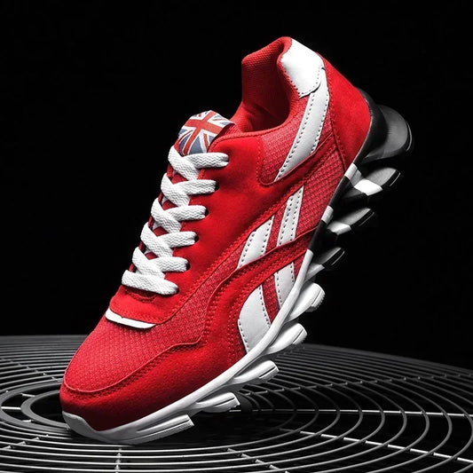 Men's Breathable Running Sneakers, Cushioned Thick Sole, Wear-Resistant Outdoor Fitness Shoes