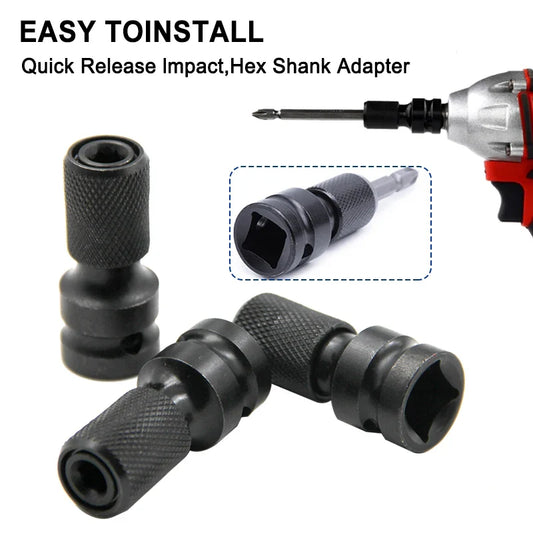 1/2 inch (12.5 mm) Square Drive to 1/4 inch (6.35 mm) Hex Telescopic Socket Adapter for Electric & Air Impact Wrenches
