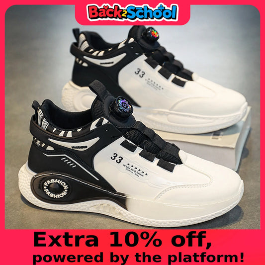 Men's Rotating Buckle Sneakers – Non-Slip Lace-Up Casual Outdoor Sports Shoes