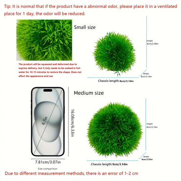 Faux Aquarium Grass Ball – Fade-Resistant Artificial Water Plant for Fish Tank Decor