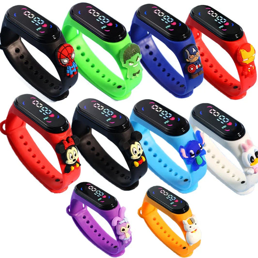 Kids LED Touch Sports Watch – Silicone Digital Bracelet, 45mm Waterproof (5ATM) Cartoon Character Design for Girls & Boys