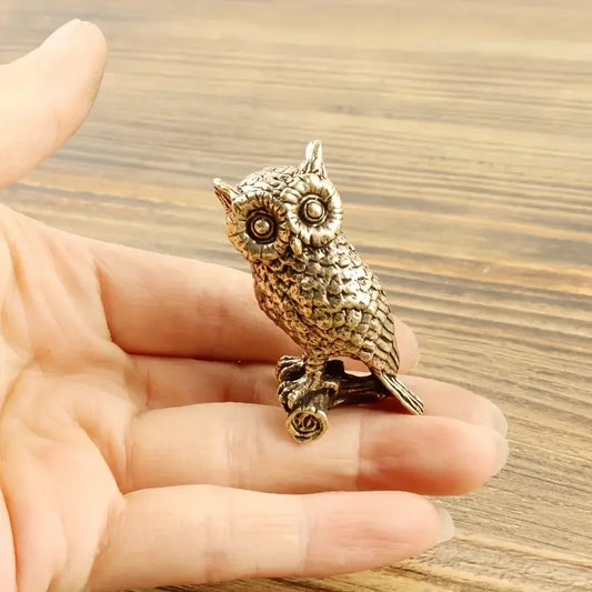 Copper Craft Brass Solid Owl Statue, Creative Animal Desk Ornaments, Desktop Home Decoration, Collectible, Cute Statue Ornament