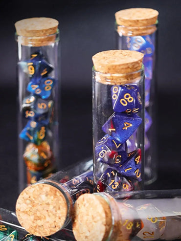 Transparent 7-Piece Polyhedral RPG Dice Set – D&D & Call of Cthulhu Tabletop Dice, Potion Flask Style