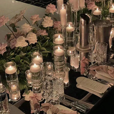 Large Capacity Cylinder Glass Vase and Candle Holder, Straight Tube Glass Jar for Wedding and Dining Table Decor