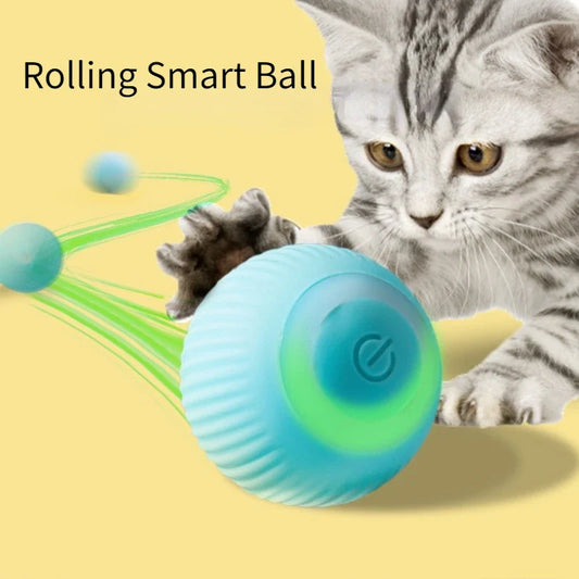 Automatic Rolling Cat Ball Toy – USB Rechargeable Interactive Self-Moving Kitten Toy for Indoor Play
