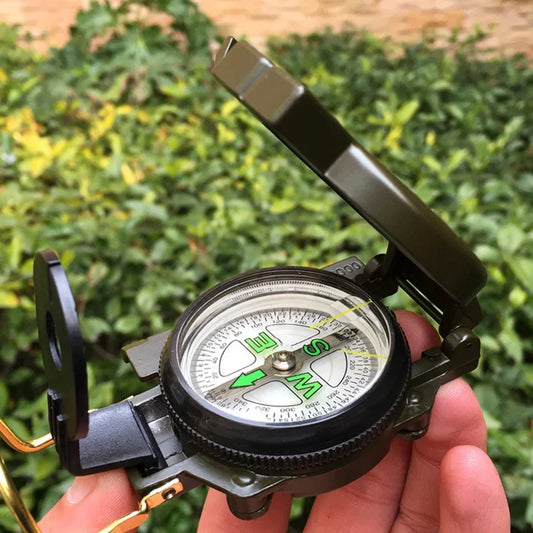 Waterproof High-Precision Tactical Sighting Compass for Hiking & Mountaineering - Metal Lensatic Navigation