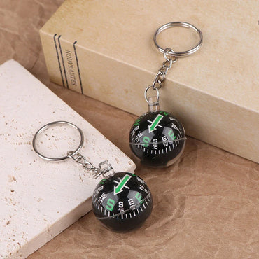 Mini Compass Keychain 28mm (1.10 in) Outdoor Survival Pendant, 1 or 2-Pack