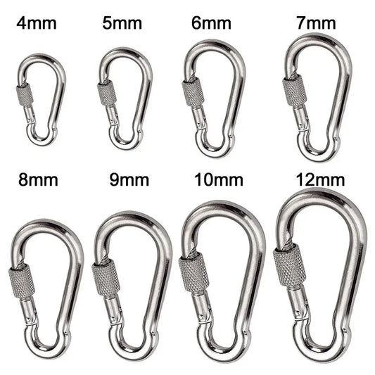 M4-M12 304 Stainless Steel Screw-Lock Quick Link Carabiner 1/2-Pack Outdoor Climbing & Camping Gear