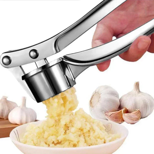 Stainless Steel Garlic Press - Handheld Garlic Crusher & Ginger Mincer for Kitchen