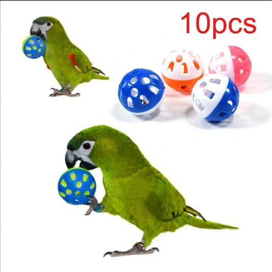 10-Pack Colorful Hollow Rolling Bell Balls for Birds – 1.49 in (3.8 cm) Parrot, Parakeet & Cockatiel Chew Cage Toy