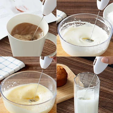 Handheld Electric Milk Frother & Mini Egg Beater Battery-Powered Coffee Mixer