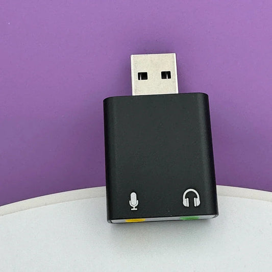 USB External Sound Card Adapter – 3.5mm Headset & Mic Audio Interface, USB 2.0 Plug & Play for PC & Mac