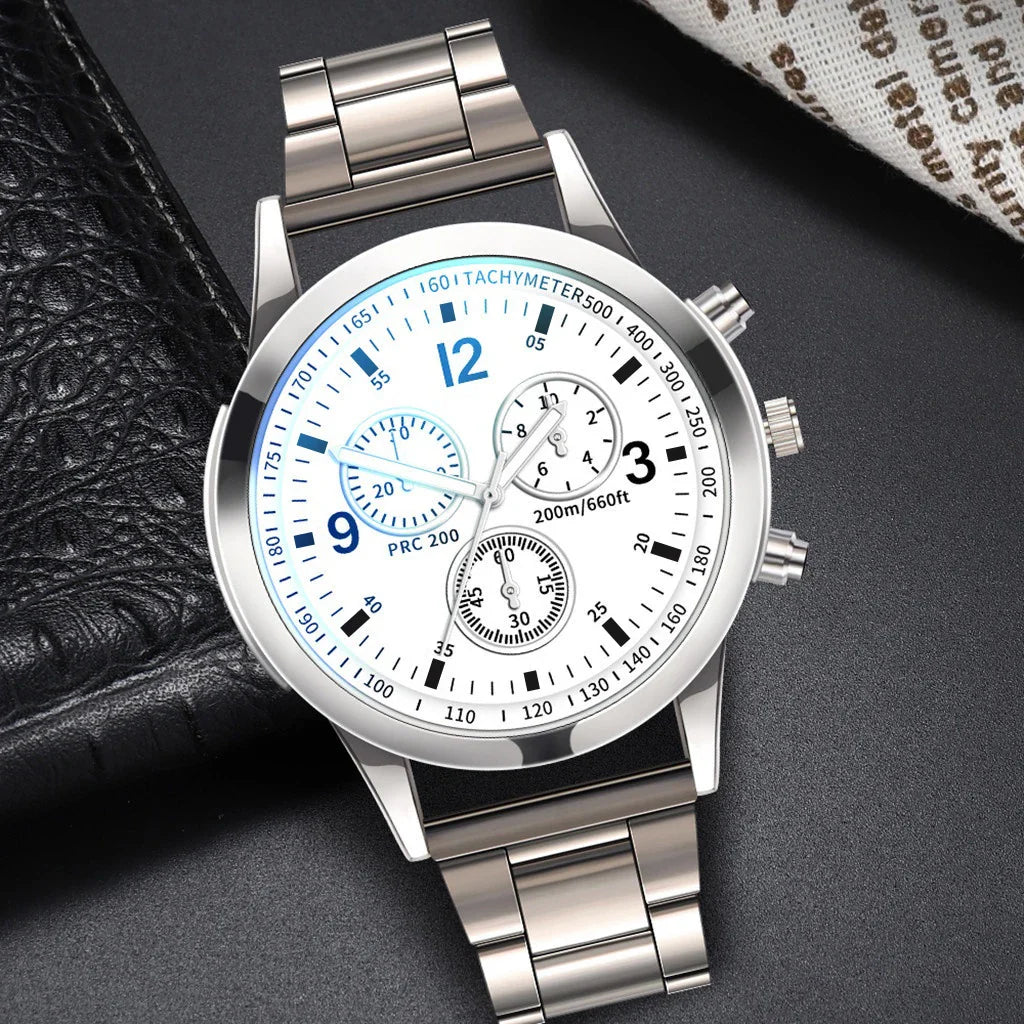 Men's Business Quartz Watch 40mm Stainless Steel Band with Bracelet (1 or 2-Pack)