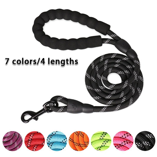 Reflective Heavy-Duty Nylon Dog Leash - 150/200/300cm (59/79/118 in | 5/6.6/9.8 ft) - Quick-Release for Small to Large Dogs