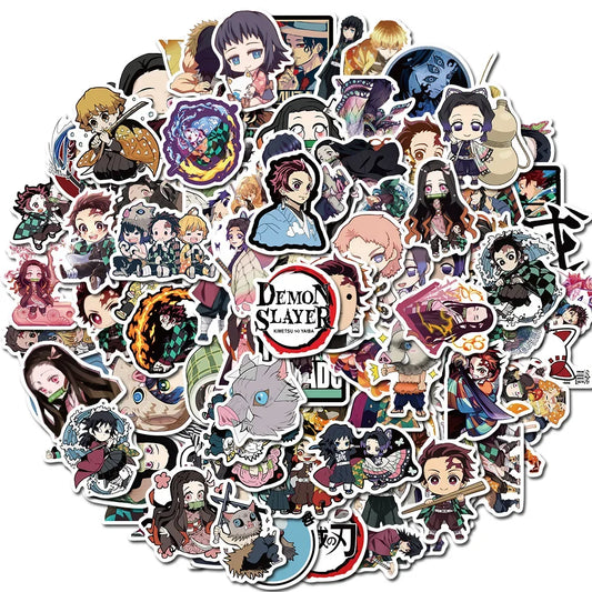100Pcs Demon Slayer Japanese Anime Stickers Graffiti Skateboard Refrigerator Decorated Notebook Luggage Waterproof Sticker