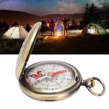Brass Pocket Compass — Portable Camping & Hiking Navigation Keychain