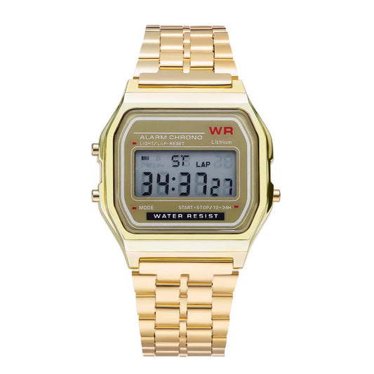 LED Digital Metal Alloy Band Watch for Men & Women — 33mm (1.3in) Dial, Quartz Multi-Function Business Casual Watch