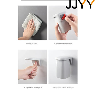 Magnetic Suction Wall-Mounted Toothbrush & Mouthwash Cup Holder – Drain Rack for Bathroom & Shower