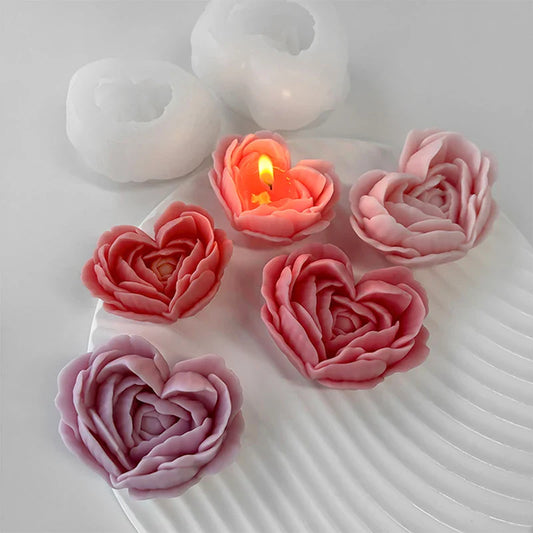 Silicone Rose Flower Mold for DIY Soap & Candles — Floral Resin, Wax & Gypsum Mold (3.0 x 2.4 x 1.6 in / 7.5 x 6 x 4 cm)