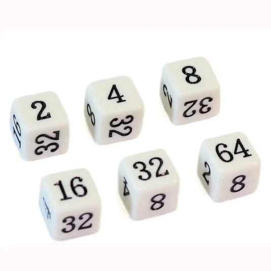 10 Pcs/set 6 Sided Multiple Dice 2 4 8 16 32 64 Funny Puzzle Game Education Dice 15.8mm