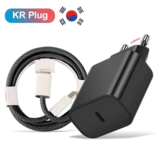20W USB-C PD Fast Charger with USB-C Cable – Compact Travel Wall Adapter for Smartphones & Tablets
