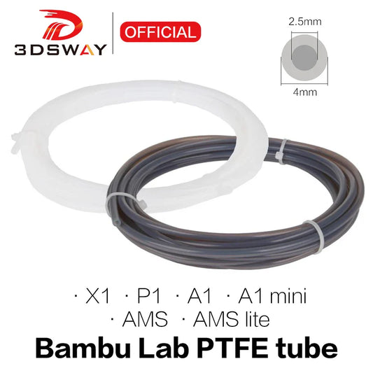 PTFE Bowden Tube for 1.75mm Filament – 2.5mm ID x 4mm OD (0.098 in x 0.157 in) Extruder Feed Tube for Mini 3D Printers