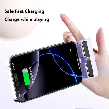 50000mAh Capsule Power Bank – Portable High-Capacity Fast Charger with Built-In Cables & Digital Display for iPhone Samsung Android