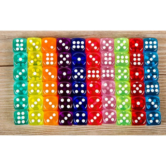 10PCS/Lot Dice Colorful Transparent Acrylic 6 Sided Dice Club/Party/Family Games