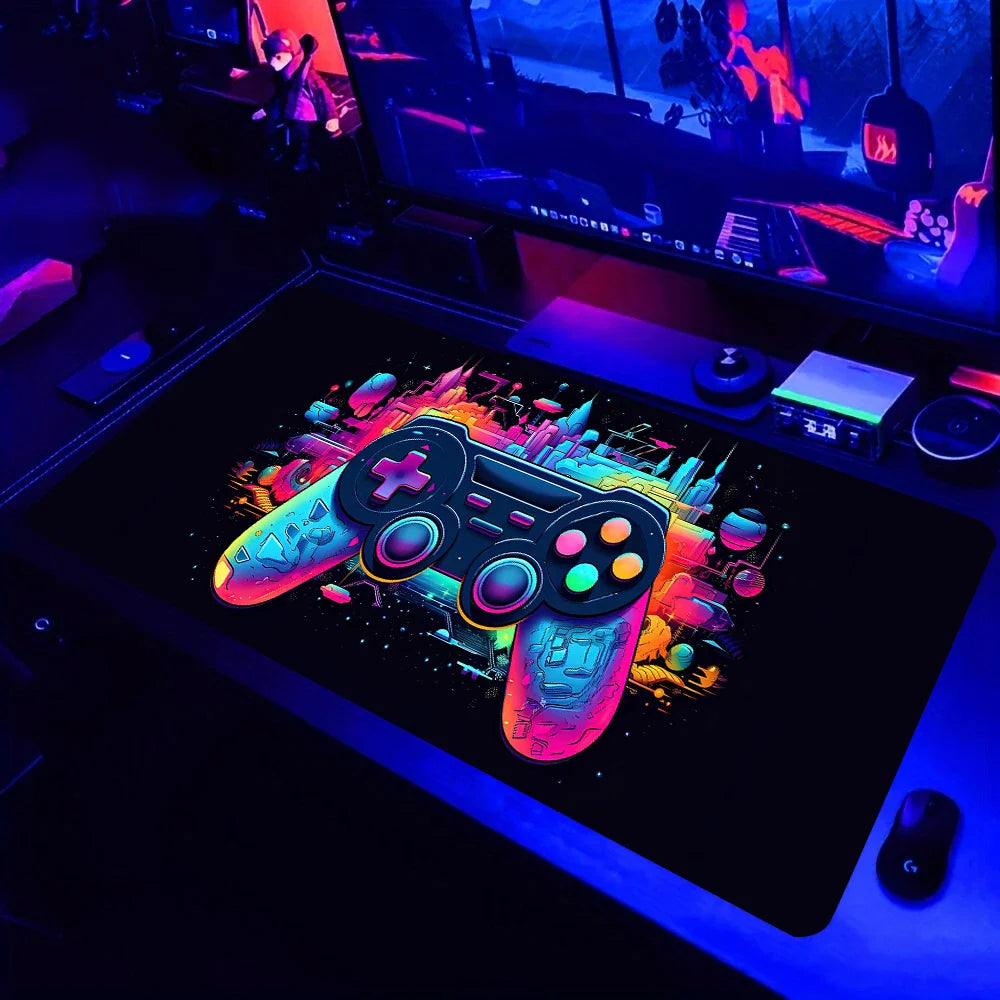 Gamepad Pattern XXL Gaming Mouse Pad – Non-Slip Rubber Desk Mat, Multiple Sizes (90×40, 80×40, 80×30, 60×30 cm / 35.4×15.7, 31.5×15.7, 31.5×11.8, 23.6×11.8 in)