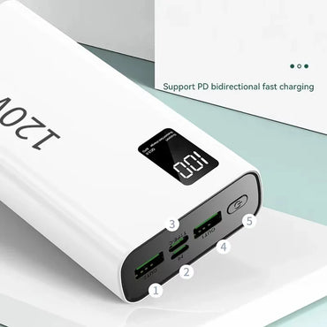 120W Portable Power Bank — 10,000 / 30,000 / 50,000mAh Fast Charging USB-C Power Bank with Digital Display for iPhone Samsung Huawei