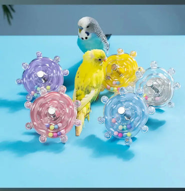 Interactive Rotating Treat Dispenser Parrot Toy for Mental Stimulation and Cage Entertainment