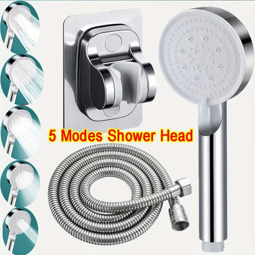 5-Mode High Pressure Handheld Shower Head — Water-Saving G1/2 Universal Silicone Nozzles