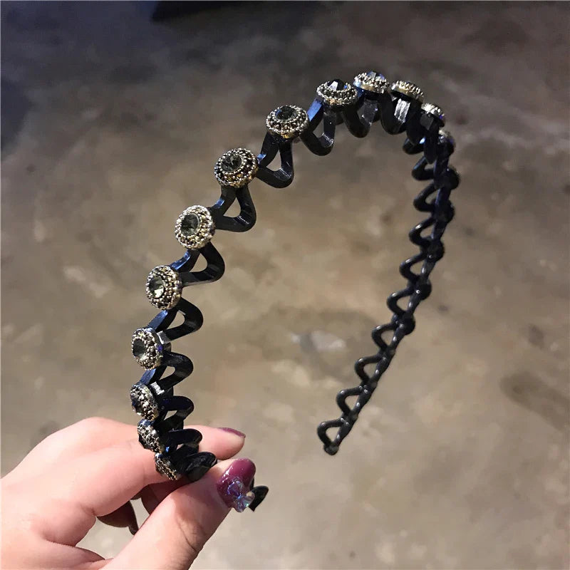 Pearl Rhinestone Non-Slip Elastic Flower Headband for Girls & Women