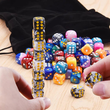 12mm (0.47in) 6-Sided D6 Dice - Two-Tone Round Corner - Pack of 100/50/30/10, Random Colors for RPG, Board Games, Teaching Math