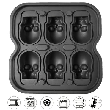 3D Skull Ice Ball Silicone Mold – 4 & 6-Cavity Flexible BPA-Free Ice Trays for Cocktails