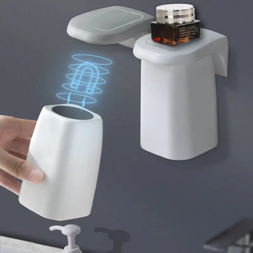 Magnetic Wall-Mounted Toothbrush Cup Holder Minimalist Japanese Style ABS Bathroom Storage 1-4 Pack